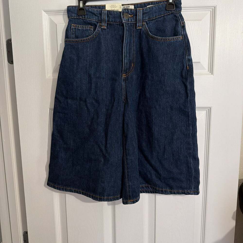 Cotton On Women's Dark Wash Lyocell Wide Leg Denim Jorts
